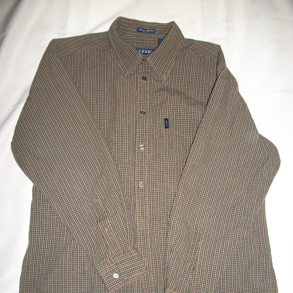 IZOD MICRO TARTANS Shirt Men's SIZE LARGE